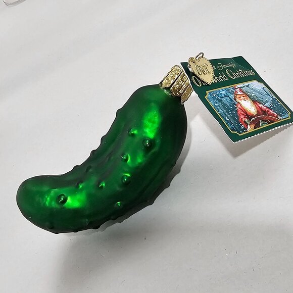 Old World Christmas Pickle Ornament 3" blown glass green holiday 1990s nostalgia - Picture 1 of 7